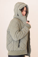 Light Olive Quilted Puffer